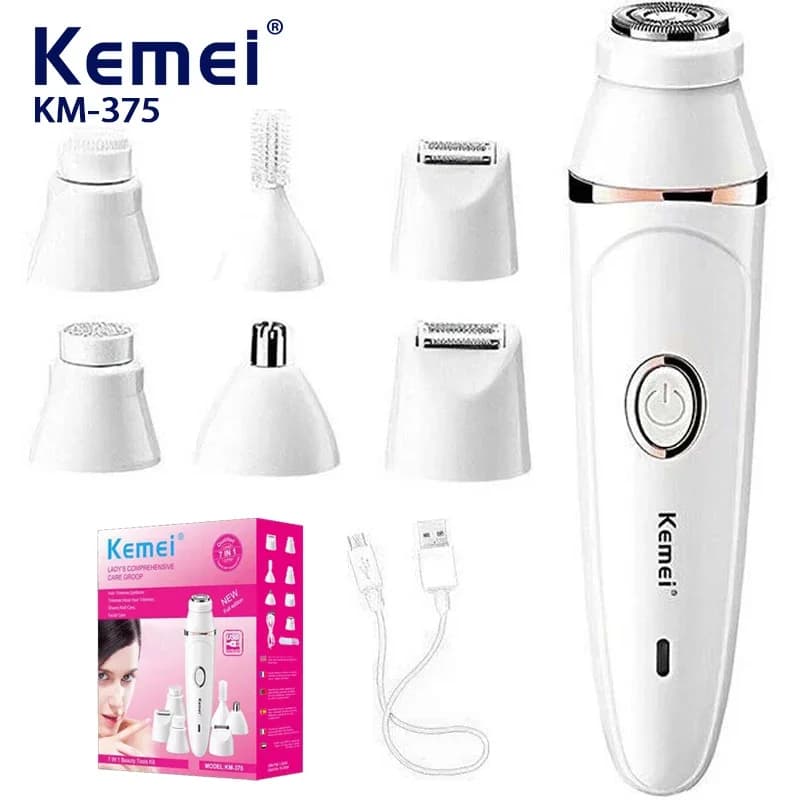 Kemei Hair Removal Device Epilator Multi-function Shaver 7-in-1 Body Wash Set Km-375 Epilator